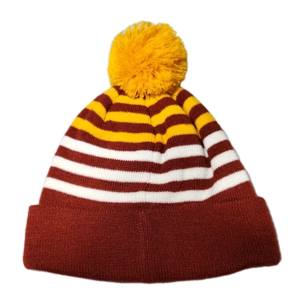 47 Brand Washington Redskins NFL Youth Beanie Hat Burgundy Gold Striped Pom Pom
